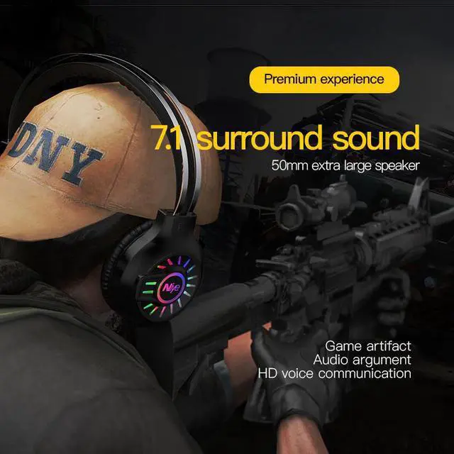 Alt view image 4 of 5 - Headphones Wired Professional Gaming Headset Studio Dynamic Headphone With Microphone 7.1 USB Audio Surround Sound Headset