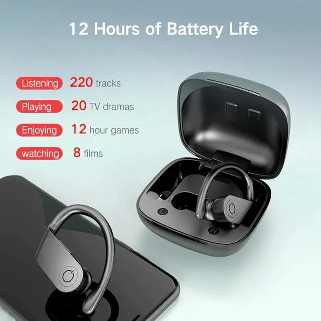 Alt view image 3 of 5 - tws wireless bluetooth headphones gaming headset sports terproof stereo bass earbuds Ear hook earphone handsfree mobile