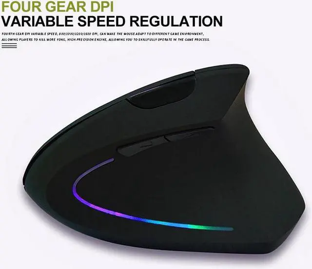 Alt view image 2 of 5 - Wireless Mouse Ergonomic Optical 2.4G 800/1200/1600DPI  Light Wrist Healing Vertical Mice Gaming Mouse Gamer