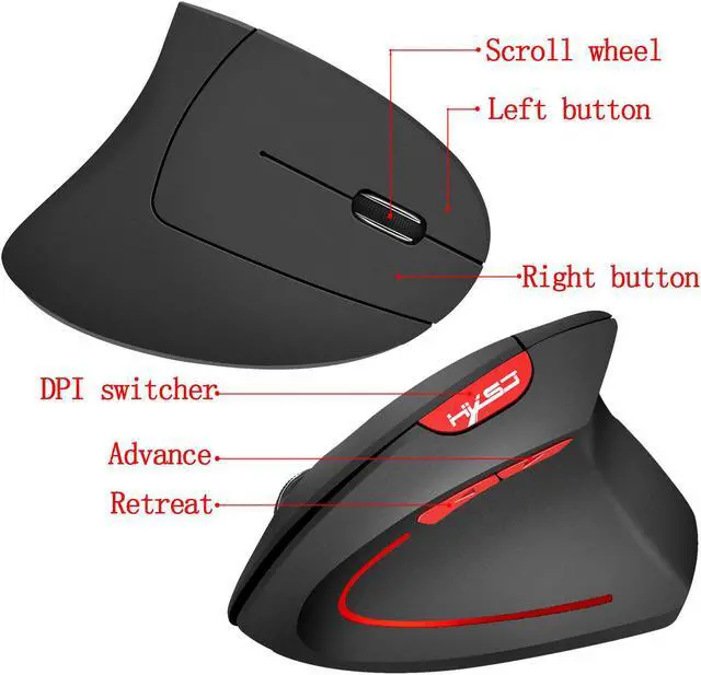 Alt view image 5 of 8 - Ergonomics Vertical Wireless Office USB Mouse 2.4GHz 2400 DPI Right Hand Gaming Mice