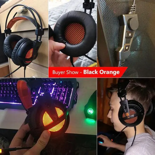Alt view image 5 of 5 - A6 Gaming Headset Gamer Headphones 7.1 Surround Sound Stereo Earphones USB Microphone Breathing LED Light PC Gamer