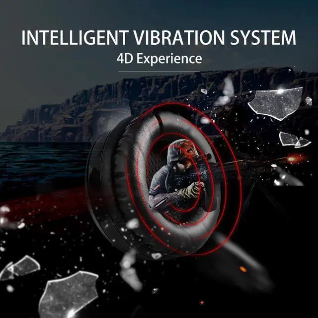 Alt view image 3 of 5 - G941 Gaming Headset 7.1 Sound Vibration Headset with Microphone Stereo Bass Noise Cancelling Headphones LED Light USB Plug