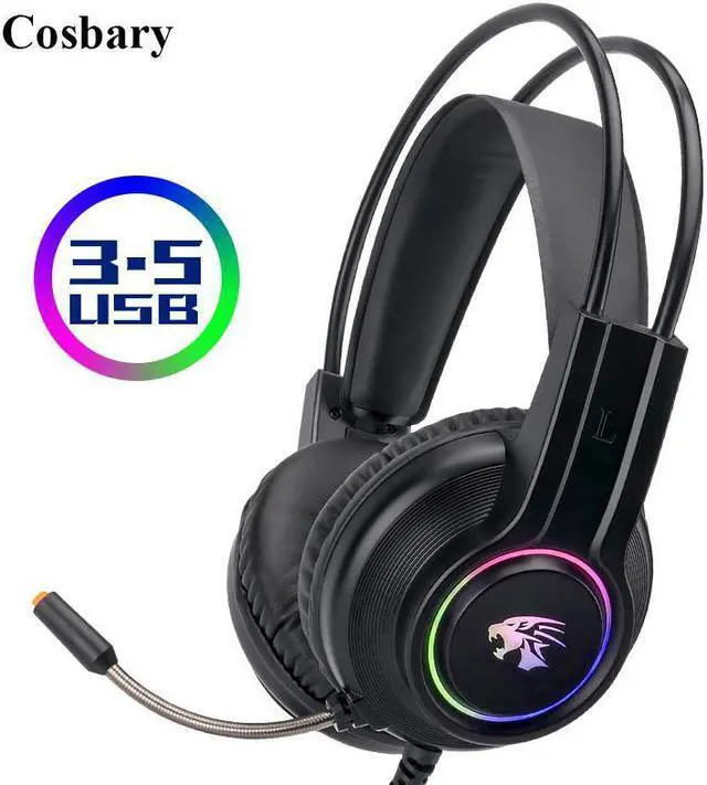 Main image of Gaming Earphones with Mic 3.5mm Wired Headset Stereo Sound Game Headphone for PC Gamer Computer Laptop PS4 LED RGB Light