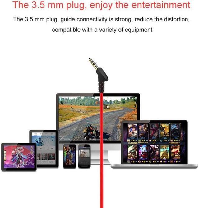 Alt view image 3 of 5 - Headset 3.5mm Jack E-Sports Earphone Gamer Noise Cancelling Stereo Wired Earbuds with Detachable Mic for Phone PC PS4 MP4