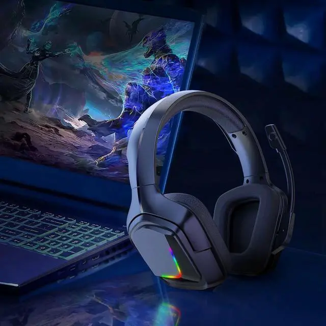 Alt view image 2 of 5 - Headset Gaming Headphone RGB with Microphone LED Light Surround Sound Bass PC Gamer Headphone for Xbox One PS4 Phone Laptop