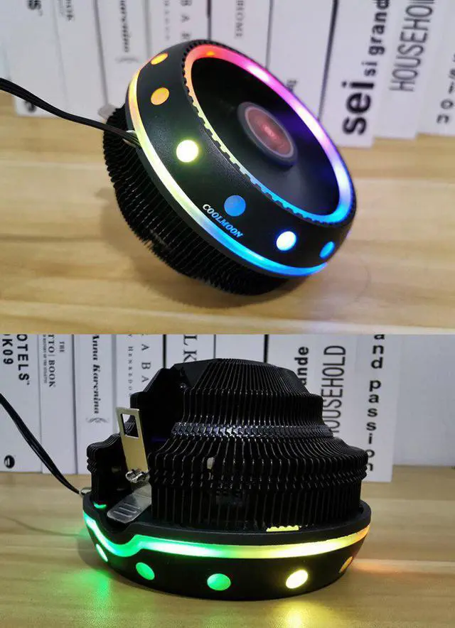 Alt view image 4 of 5 - CPU Fan Radiator Desktop Computer CPU Radiator Color Light-emitting Mute Universal Cooler Fan For Notebook Laptop