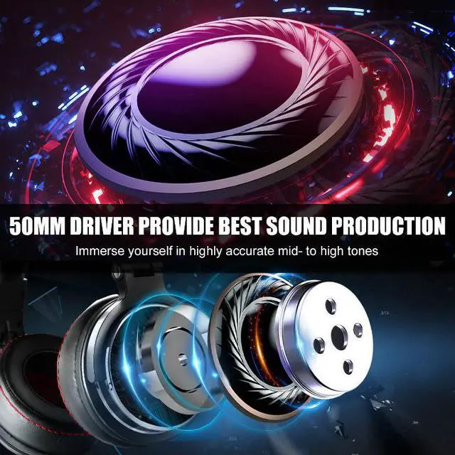 Alt view image 2 of 5 - Wired Professional Studio Pro DJ Headphones With Microphone Over Ear HiFi Monitor Music Headset Earphone For Phone PC