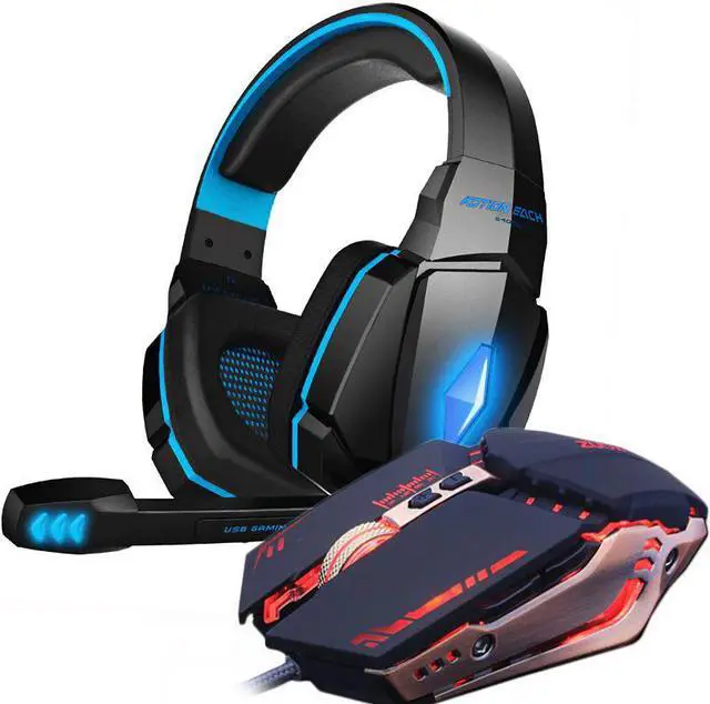 Alt view image 3 of 5 - Headset and  Mouse 4000 DPI Adjustable Stereo Gamer Earphone Headphones + Gamer Mice LED Light Optical USB Wired