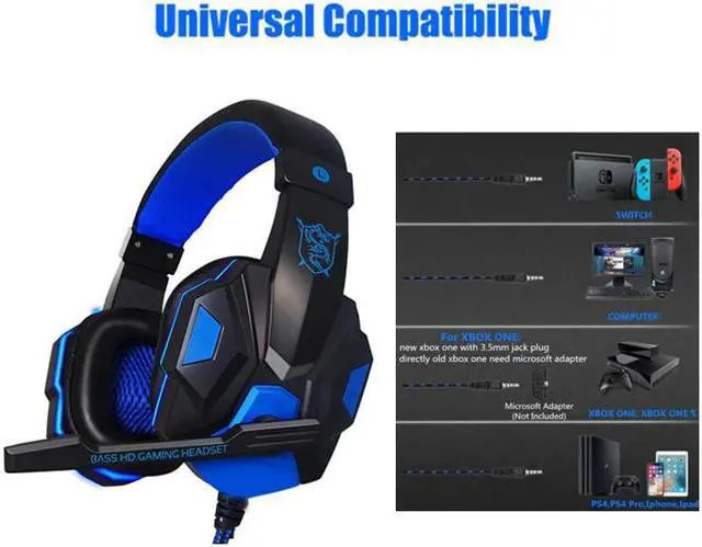 Alt view image 3 of 5 - 120°adjustable Soft Wired Headphone Gaming Headset with microphone for PS4 Xbox One Nintend Switch iPad PC