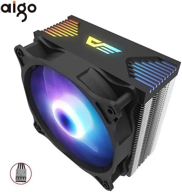 Main image of CPU Cooler Silent PWM Fan 120mm Sync with RGB Lights 4 Heatpipes CPU Cooling TDP 180W Radiator for LGA775/1150/AM3/AM3+