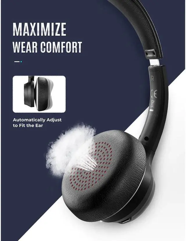 Alt view image 5 of 5 - Upgraded HC5 Wireless Headphones Bluetooth 5.0 Headset With CVC8.0 Noise Cancelling Microphpne For Phone PC Computer Office