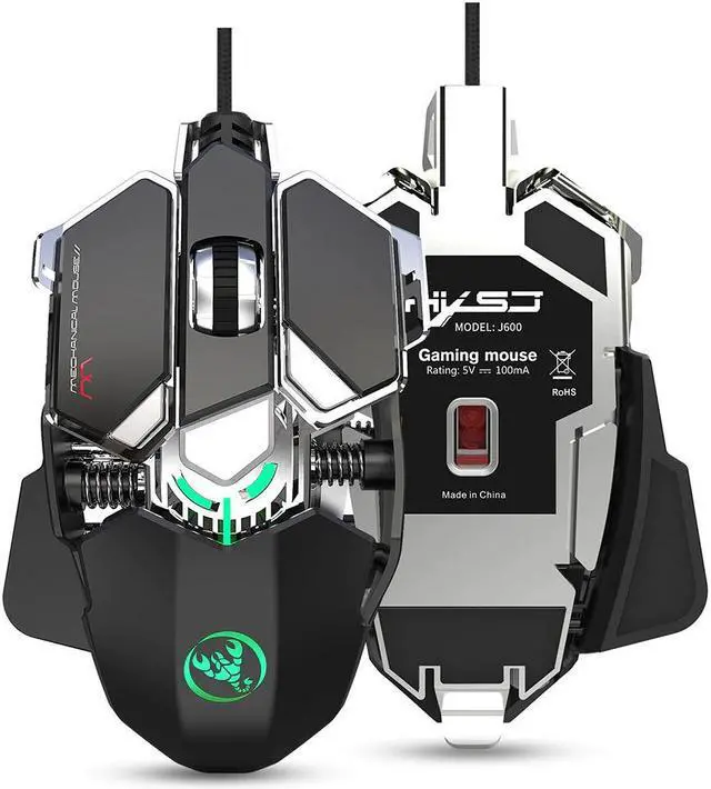 Alt view image 2 of 5 - J600 Wired Gaming Mouse Nine-key Macro Programming Mouse with Six Adjustable DPI Colorful RGB Light Effect