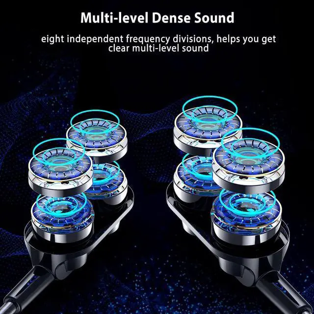 Alt view image 3 of 5 - Bass Wired Earphone with Mic Usb C Headphone Dual Drive Stereo In-Ear Hi-Fi Earphones Type C Computer Earbud for Cell Phone