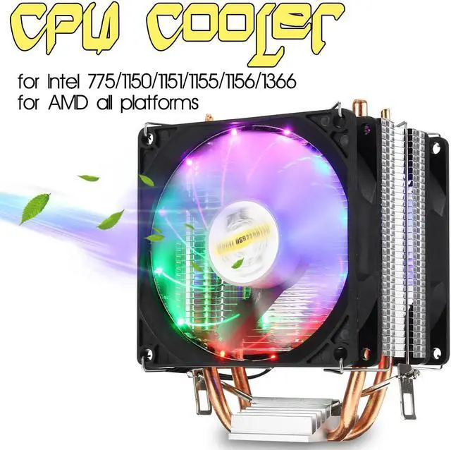 Alt view image 2 of 5 - 12V 3/4Pin CPU Cooler Fan Colorful Backlight 90mm CPU Cooling Fan PC Heatsink Cooler for Intel/AMD For PC Computer Case Fan