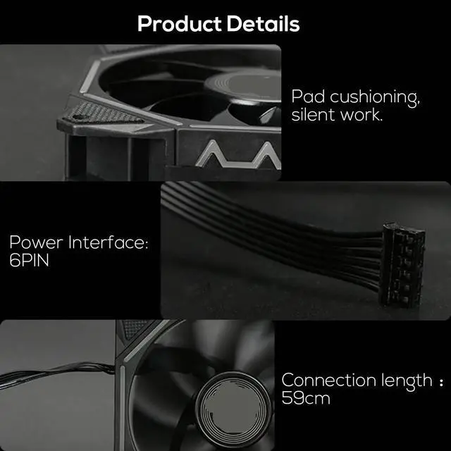 Alt view image 4 of 5 - Case PC Cooling Fan RGB Adjustable LED 120mm 6pin Quiet IR Remote Control Cooler Cooling Fan Case Fan CPU