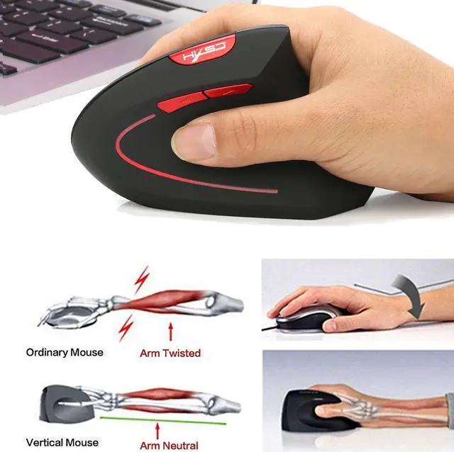 Alt view image 3 of 8 - Ergonomics Vertical Wireless Office USB Mouse 2.4GHz 2400 DPI Right Hand Gaming Mice