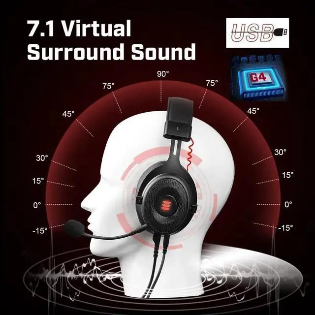 Alt view image 5 of 5 - Gaming Headset 7.1 Surround Sound Headset Gamer USB/3.5mm Wired Headphone With  Mic LED For Xbox/PC/PS4/Phone