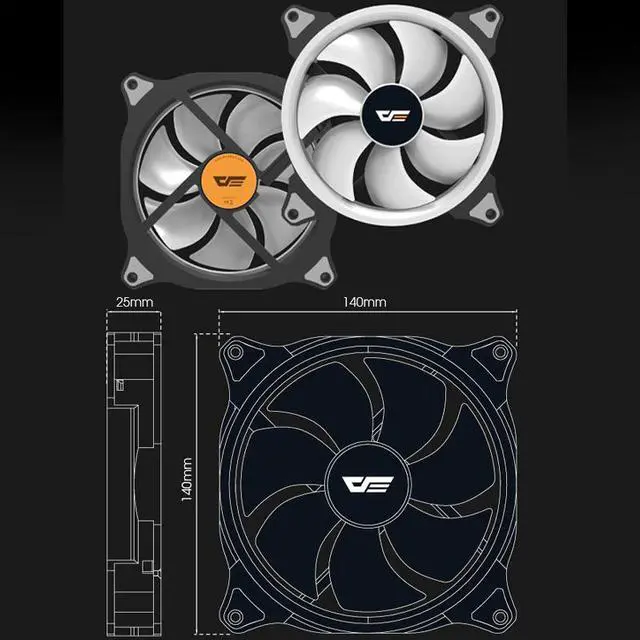 Alt view image 4 of 5 - CS140 Radiator 140mm Fan PC  Case Fan PC Cooling RGB Fan AURA SYNC Header IR Remote Quiet Computer Case CPU Cooler Fan