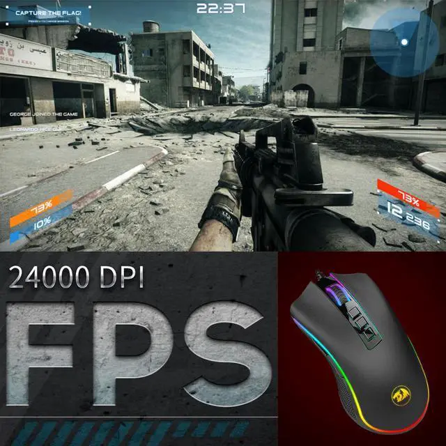 Alt view image 2 of 5 - M711-FPS COBRA Gaming Mouse Pixart 3360 Optical Gaming Sensor 16.8 Million Chroma RGB Color Backlit Wired 24000 DPI FPS