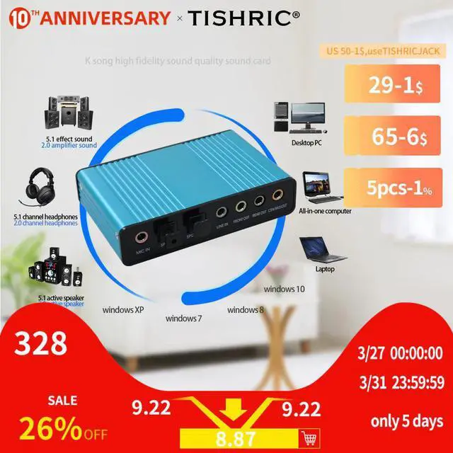 Main image of Optical Audio Adapter External Sound Card 5.1 USB to 3.5mm Headphone Stereo Microphone Line Spdif For PC Computer Laptop