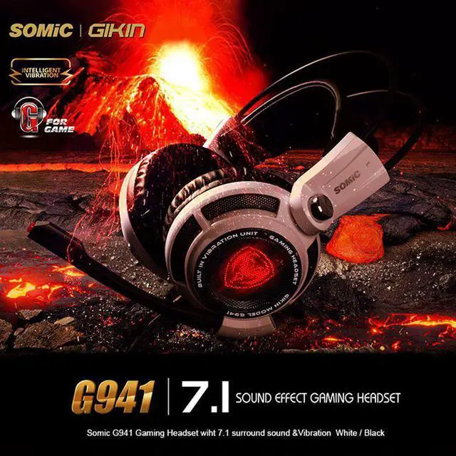 Alt view image 3 of 5 - G941 Gaming Headset for PS4, PC and Laptop, 7.1 Virtual Surround Sound USB Lightweight over Ear Headphone with Mic,Volume