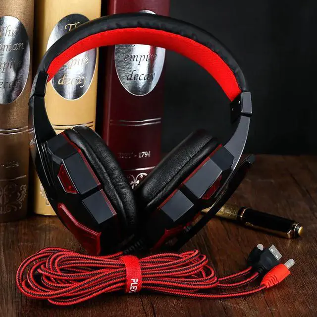 Alt view image 5 of 5 - Headphones Headset for PC with Microphone with USB 3.5mm Interface LED Volume Control Over-ear Headphone Game Earphones