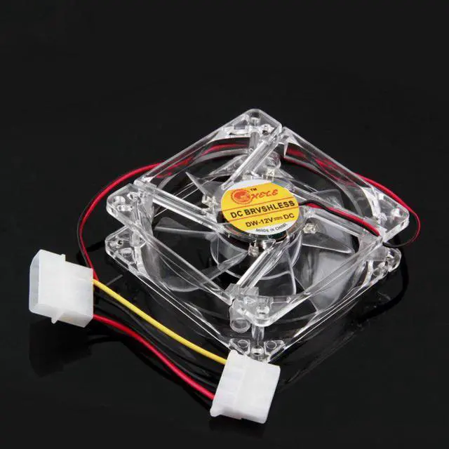 Alt view image 3 of 5 - FANS Quad 4-LED Light Neon Clear 80mm PC Computer Case Cooling Fan Mod 80x80x25mm