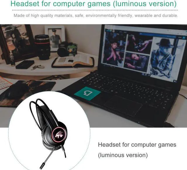 Alt view image 5 of 5 - Gaming Headset Deep Bass Game Headphones with Microphone for Computer Gamer 7.1 USB Channel Surround Sound