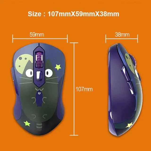 Alt view image 4 of 5 - Cartoon Animal Pattern 2.4GHz 6 Buttons Wireless USB Optical Ergonomic Silent Gaming Mouse 1600DPI  for PC Laptop Computer