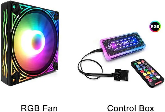 Alt view image 3 of 5 - 12cm PC Case 12V 6Pin Gaming Control Box Heatsink CPU Fast Desktop Computer Easy Install Color Changing Silent RGB Cooling Fan