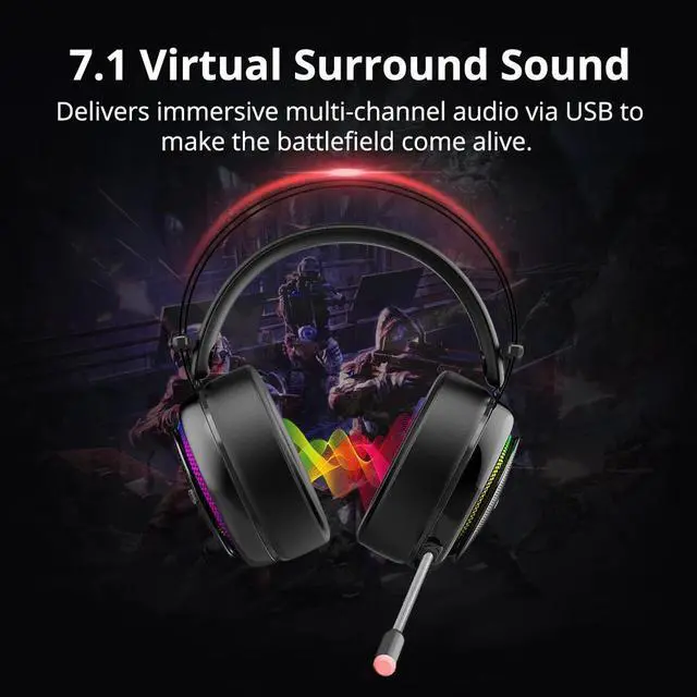 Alt view image 3 of 5 - Glary Gaming Headset PS4 Headset Virtual 7.1,USB Interface Wired PC Headphones for nintendo switch,Computer,Laptop