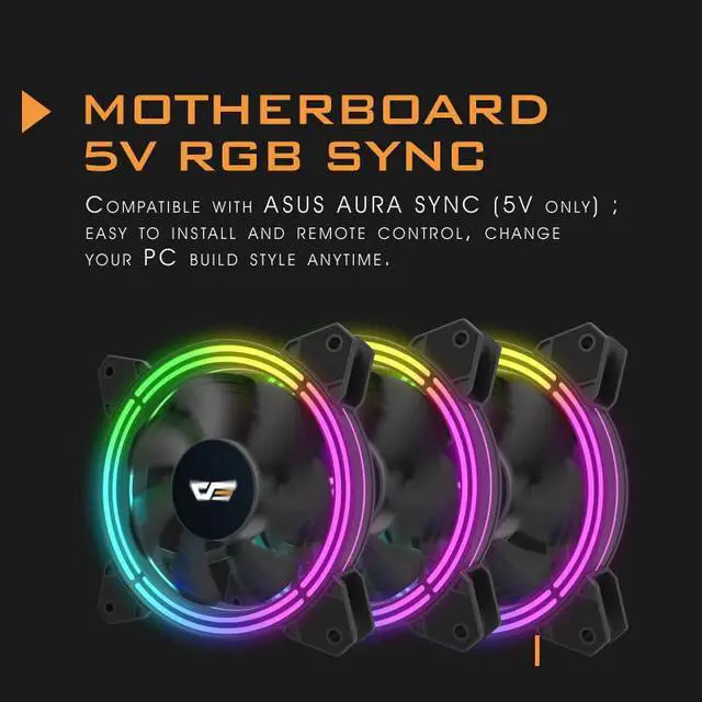 Alt view image 2 of 5 - CF11PRO Cooler Computer Case Cooling Fan RGB 120mm Fan Adjust 12V Quiet IR Remote Fan Aura Sync Cooler Cooling PC Case Fan