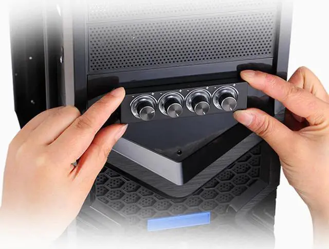 Alt view image 3 of 5 - Cooling System 3.5inch PC HDD 4 Channel Speed Fan Controller Blue/Red LED Controller Front Panel For Computer Fans