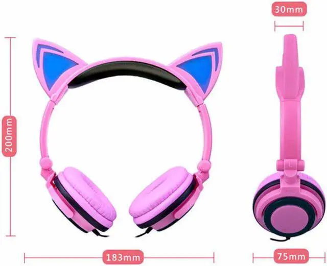 Alt view image 4 of 5 - Bluetooth Stereo Cat Ear Headphones Flashing Glowing Cat Ear Headphones Cute Gaming Headset Earphone LED Light For Chirld