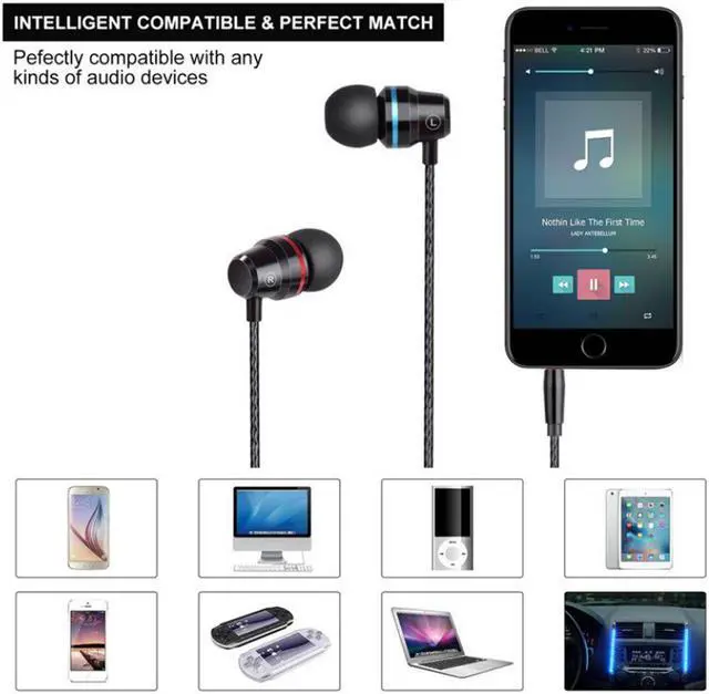 Alt view image 2 of 5 - 3.5mm Plug Mobile Phone In-Ear Bass Earphones Headsets With Microphone & Sound Remote Music Gaming Headphones Headset