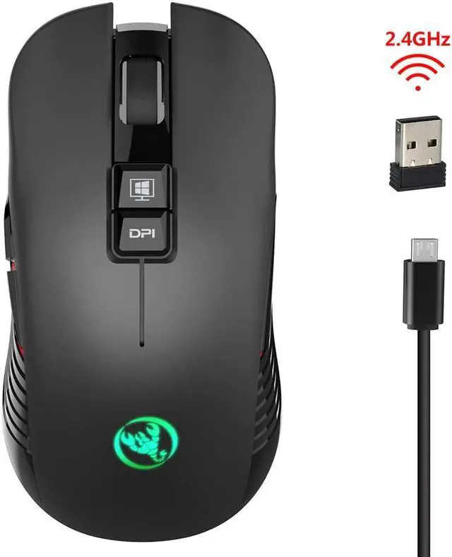 Main image of T30 Black Wireless Gaming Mouse 3600 DPI Adjustable 7-Color Light Gaming Backlight Rechargeable Mouse With TYPE-C Apter