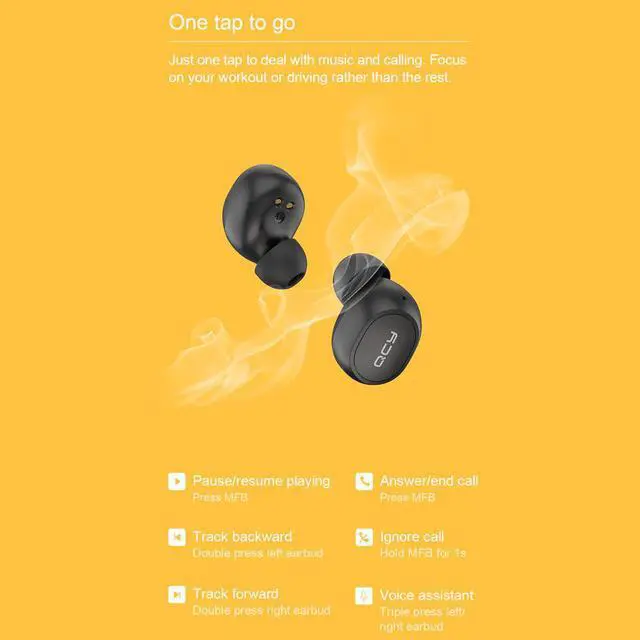 Alt view image 3 of 5 - QCY M10 Wireless Headphones Bluetooth 5.0 Earphone TWS Wireless Earbuds Noise Cancelling Gaming Headset Handsfree