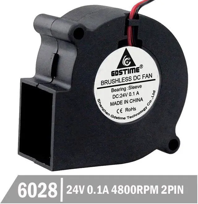 Main image of 2Pcs  DC 24V 2 Pin 60x28mm Cooling Cooler 6028 Ball Bearing Brushless Exhaust Blower Fan 60mm