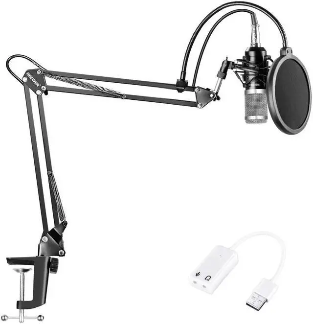 Main image of NW-800 Condenser Microphone (Black/Silver)Kit with USB Sound Card Adapter+Adjustable Suspension Scissor Arm Stand