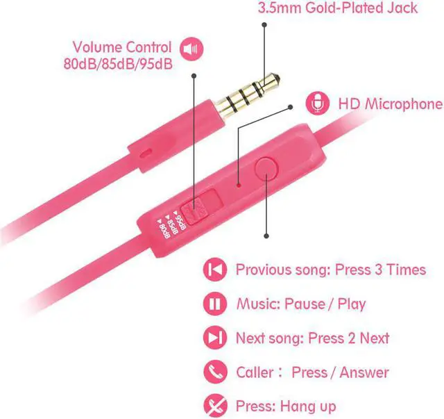 Alt view image 5 of 5 - Professional Kids Headset Girls Headphones with Microphone for Music MP3/4 PC Smartphone Earphones Kids Birthday Christmas Gifts