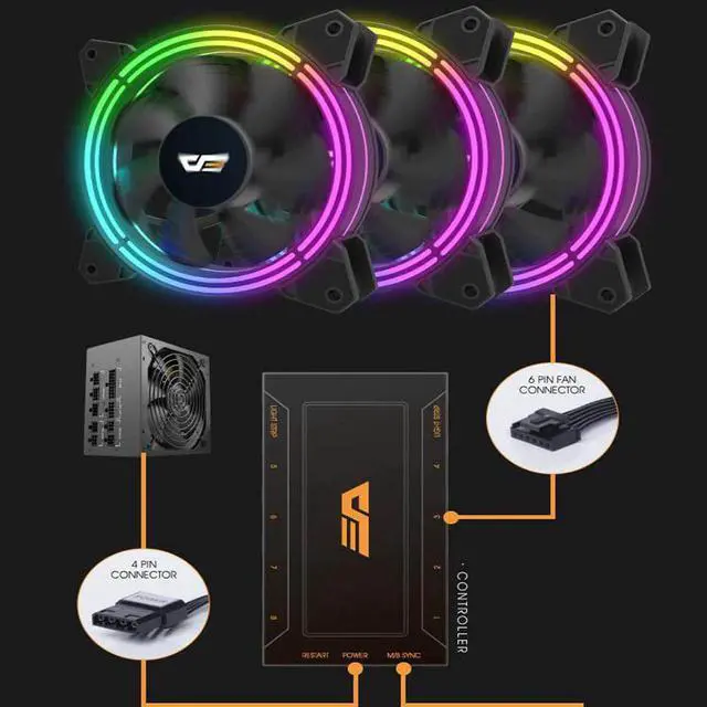 Alt view image 3 of 5 - Computer Case Cooling RGB Fan 120mm Quiet IR Remote Colorful Fan CF11 Aura Sync Cooler Cooling Adjust LED PC Case Fan