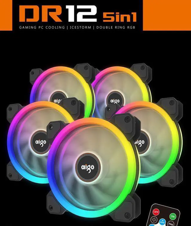 Main image of DR12 Computer Case PC Cooling Fan Light Bar RGB Adjust LED 120mm Quiet + IR Remote Cooler Fan led lights strips