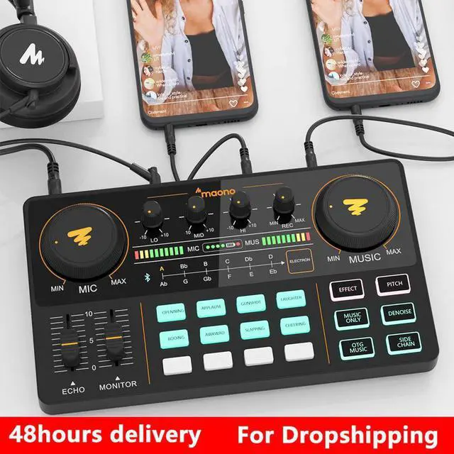 Main image of Profession Adjustable Volume Audio USB Instrument Rechargeable Microphone Mixer Amplifier With Sound Card For Live Broadcast