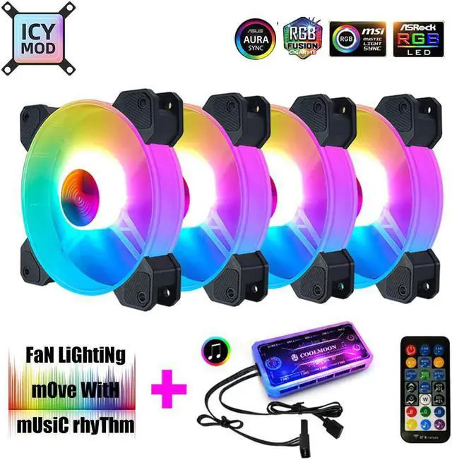 Main image of 12CM RGB Fan 5V Music Rhythm A-RGB Chassis Quiet Fan AURA SYNC Kit Musical Control Water Cooler Custom For Mod 120mm