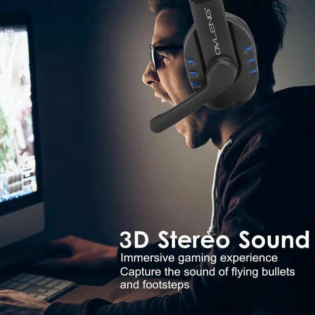 Alt view image 3 of 5 - Headphones Bass Stereo PC Gamer Over Ear Wired Headset With Mic For Computer PS4/Nintendo Switch/Xbox One/Laptop