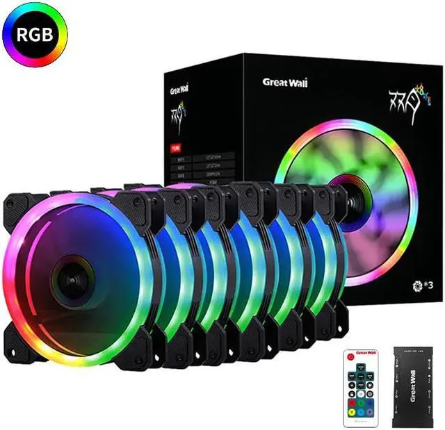 Alt view image 2 of 5 - Computer Case RGB Fan 120mm Mute Adjustable LED 12V With RF Remote Controller Cooler Fan RGB PC Case Cooling Fan