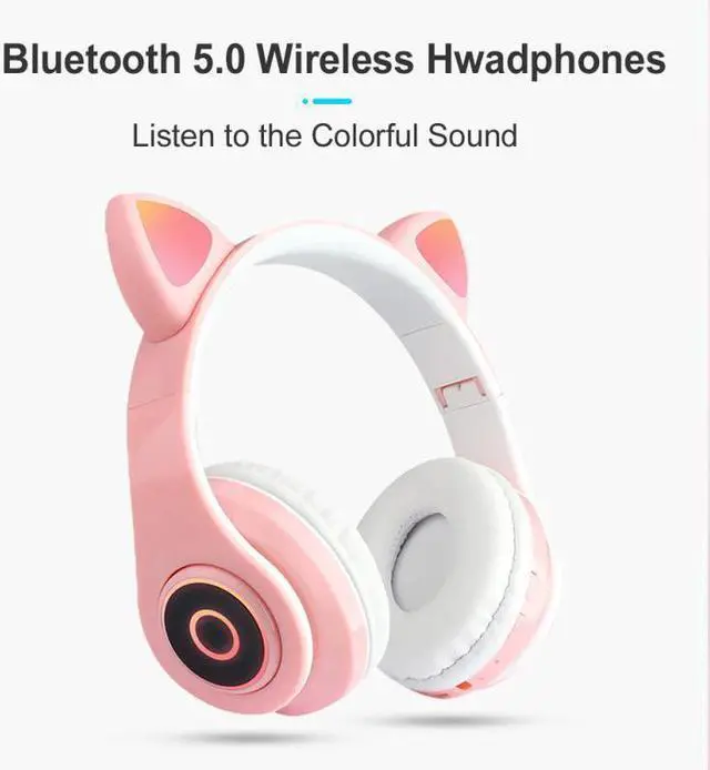 Alt view image 4 of 5 - Cat Ear Bluetooth 5.0 Headset Wireless Hifi Music Stereo Bass Headphones LED Light Mobile Phone Girl Daughter Headset For PC
