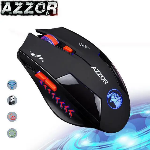 Main image of AZZOR Charged Silent Wireless Mouse Mute Button Noiseless Optical Gaming Mice 2400dpi Built-in Battery For PC Laptop Computer