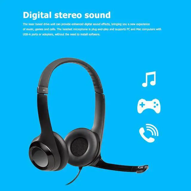 Alt view image 2 of 5 - H390 2.33M USB Stereo Headphones Hands-free Calling Gaming Meeting Video Chat Computer Office Wired Headset with Mic