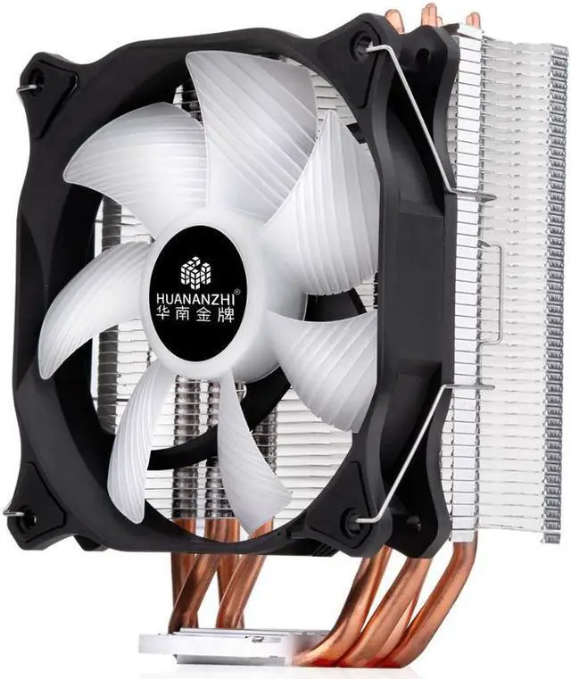 Alt view image 4 of 5 - A500 4 Copper Heat Pipe LED CPU Cooler Cooling Fan Radiator Dual Fan Heatsink with E5 2678V3*2 DDR3ECC 8*16GB M.2